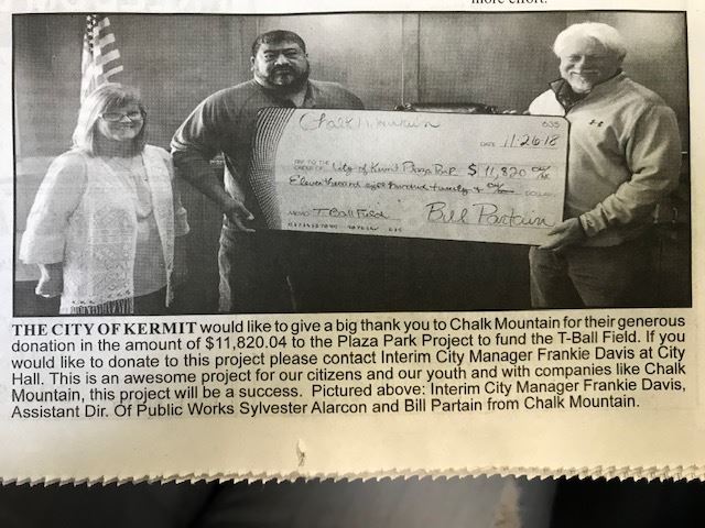 Chalk Mountain Donation